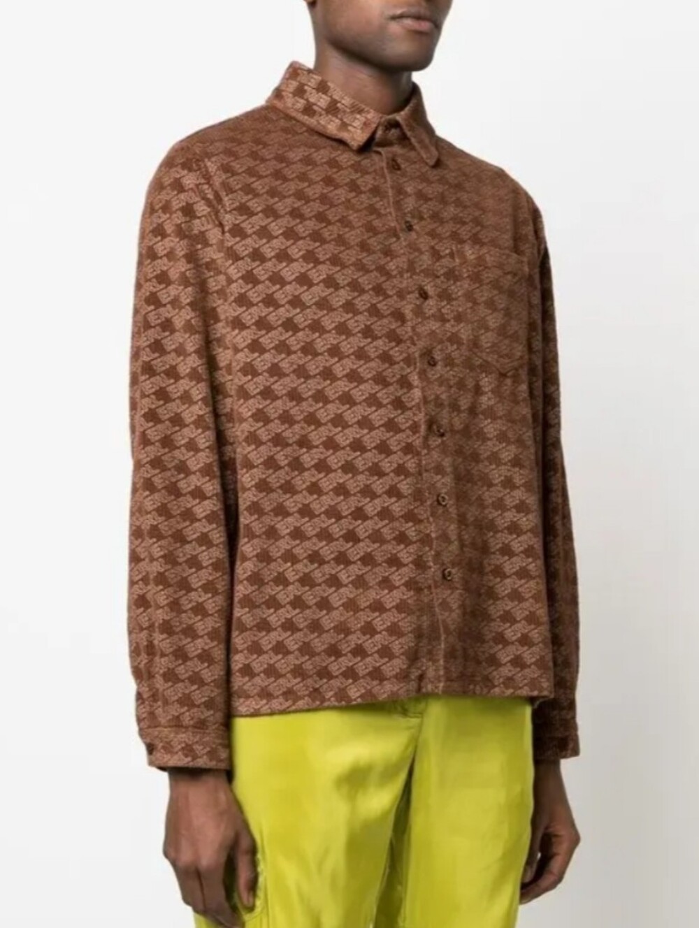 ERL All Over Logo Print Corduroy Shirt